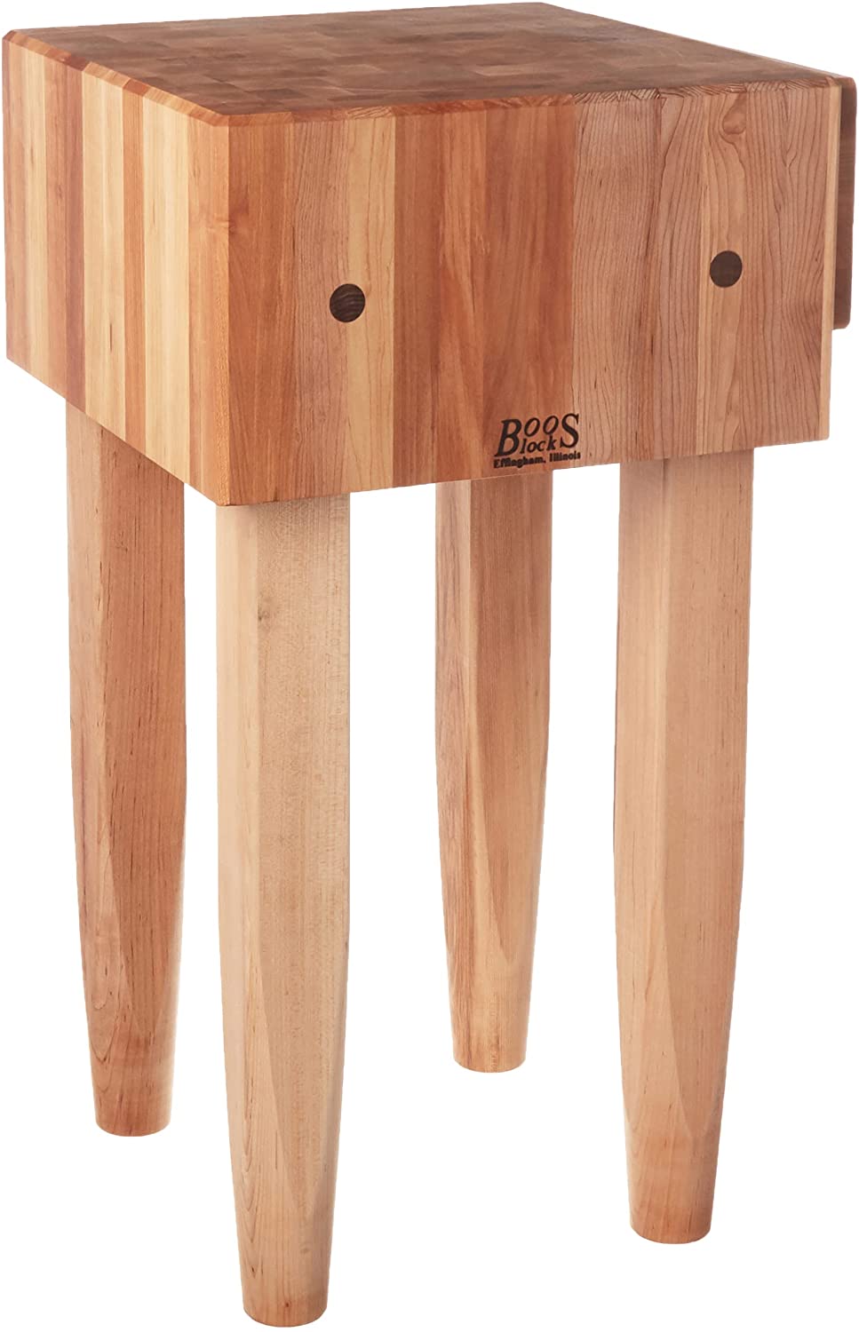 John Boos PCA1 Maple Wood End Grain Solid Butcher Block with Side Knife Slot