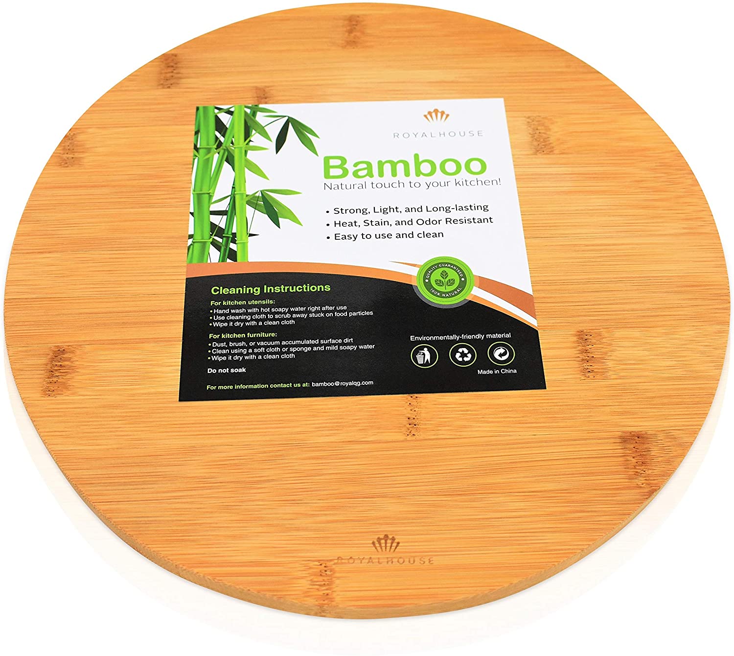 RoyalHouse Round Bamboo Cutting Board for Kitchen