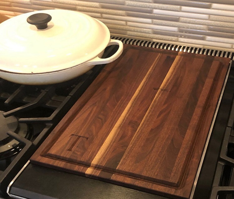 Walnut and Steel Griddle Cover and Cutting Board
