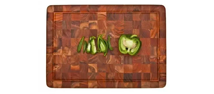 TeakHaus End Grain Carving Board w/Hand Grip + Juice Canal