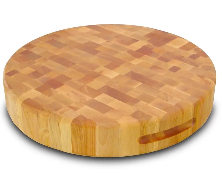 end grain round butcher block cutting board
